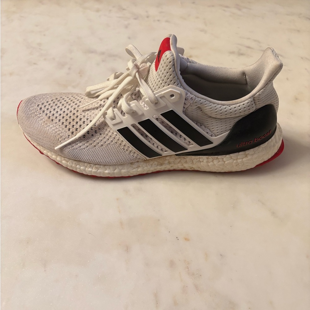 Adidas Ultra Boost White and Black with Red Accents